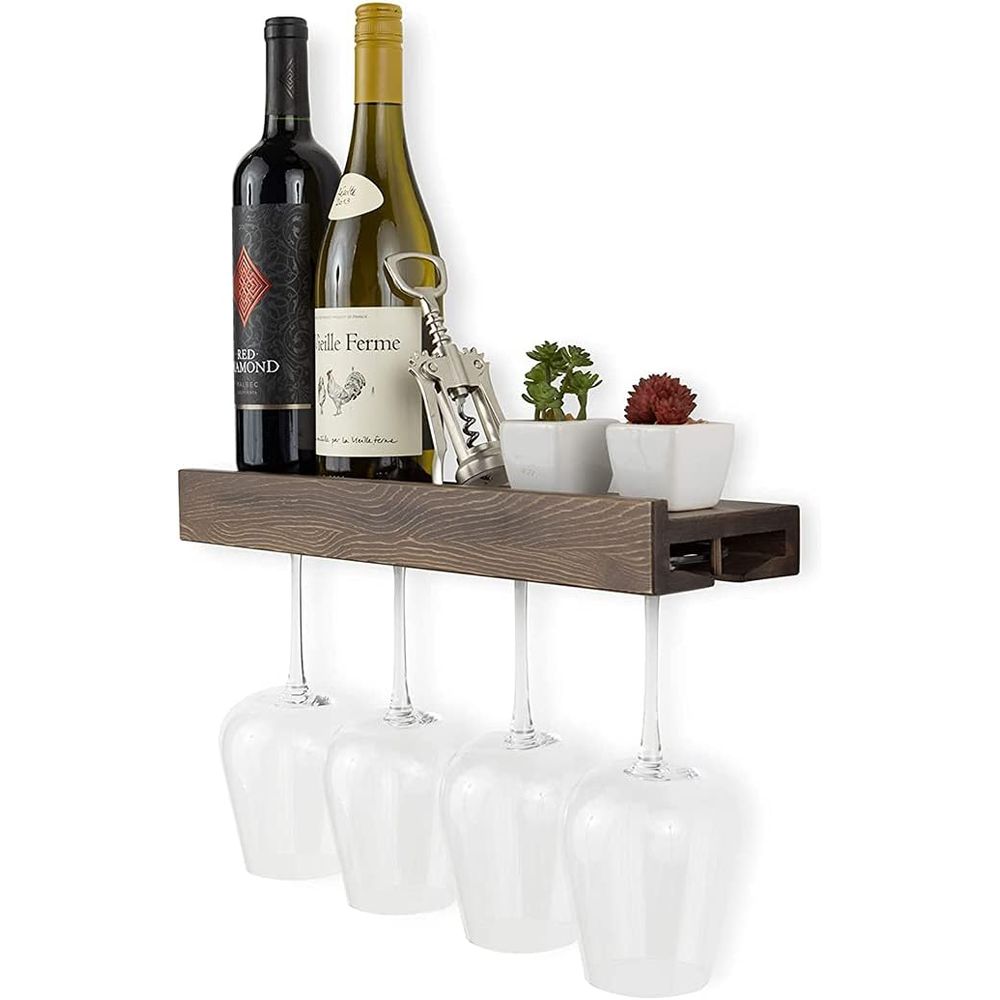 Wine Rack Wall Mount - Drewniany, wiszący na ścianie regał na