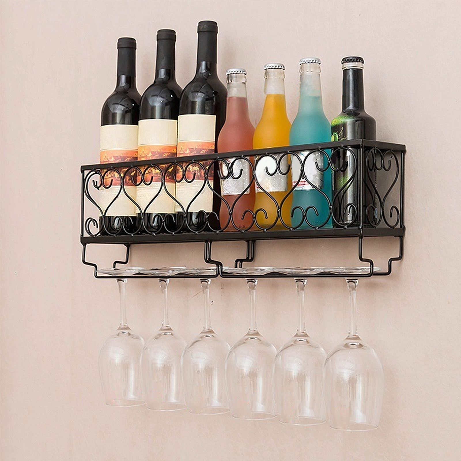 Wine Rack Wall Mount - 1 szt. Metalowy wieszak na butelki