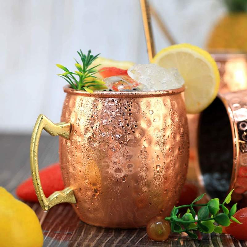 Wine Beer Coffee - Kubek Mule ze Stali Nierdzewnej, Młotkowana