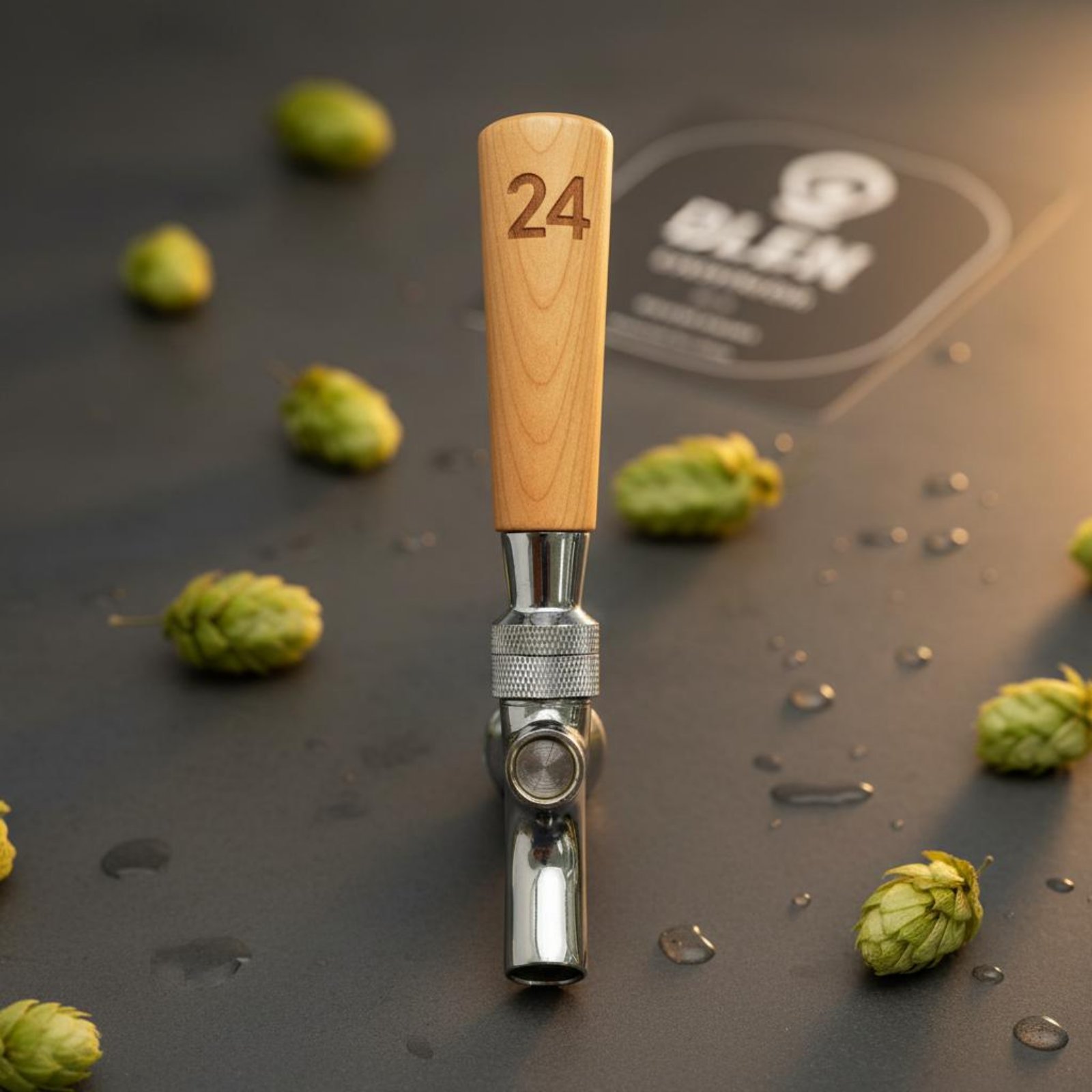 Wine With Beer - Krótki drewniany uchwyt do kranu do