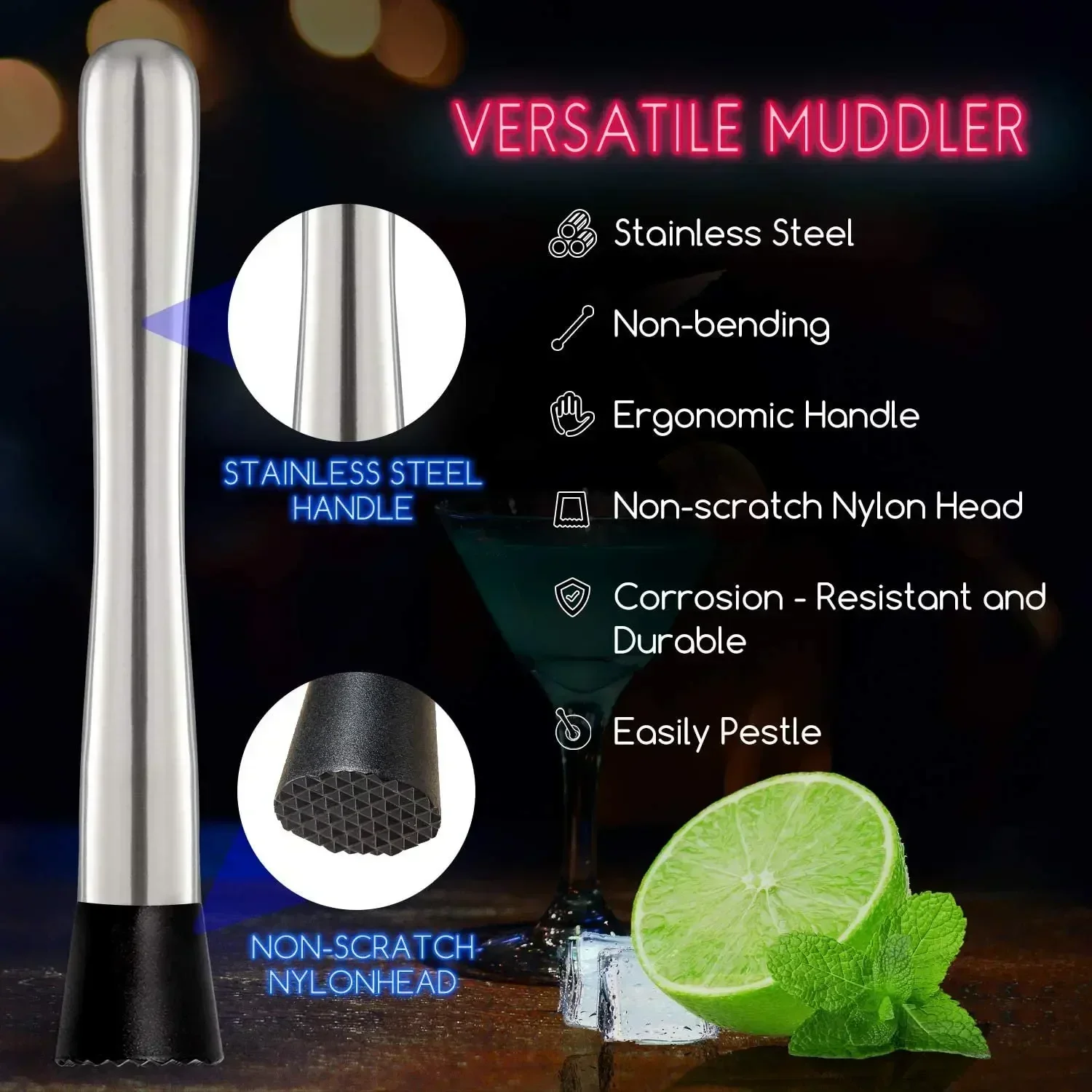 Zestaw do koktajli ze stali ni – Muddler Cocktail Bar recenzja i cena